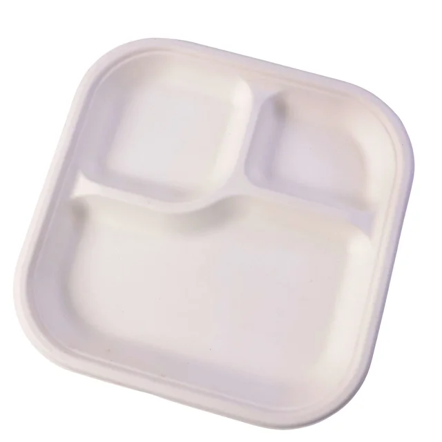 Compostable Bagasse 3-Compartment Meal Plate – Eco-Friendly & Sturdy