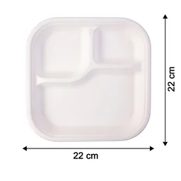 Compostable Bagasse 3-Compartment Meal Plate – Eco-Friendly & Sturdy
