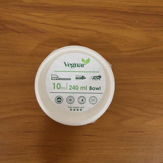 Compostable Bagasse Bowl 240ml – Eco-Friendly 10 Pc Set