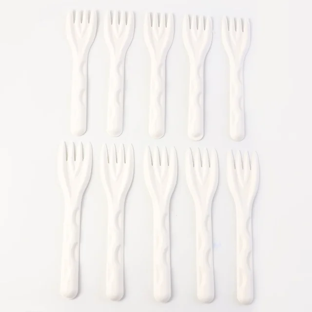 Compostable Bagasse Forks – Strong Eco-Friendly Disposable Cutlery 10-Pack