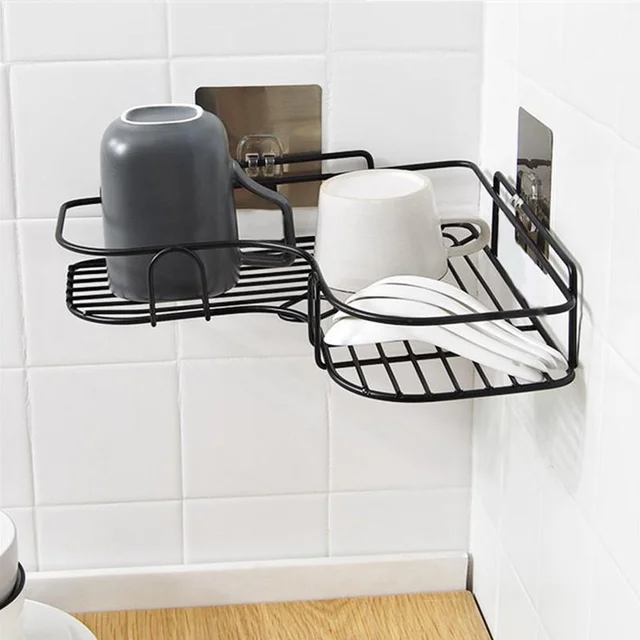 Corner Shelf Organiser – Stainless Steel Self-Adhesive | Bathora