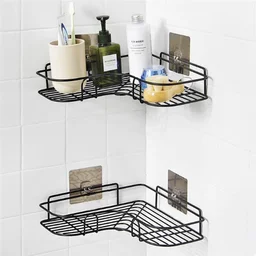 Corner Shelf Organiser – Stainless Steel Self-Adhesive | Bathora