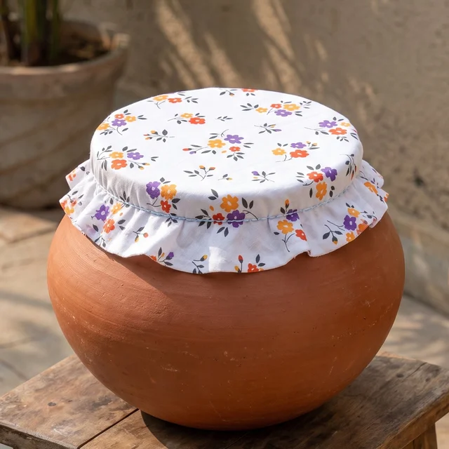 Cotton Matka Cover – Elasticated, Dust & Insect Protection