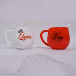 Couple Coffee Mug – King & Queen Printed Plastic Set 300ml | Indo Glow