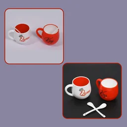Couple Coffee Mug – King & Queen Printed Plastic Set 300ml | Indo Glow