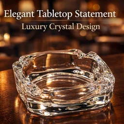 Crystal Glass Ashtray – Elegant Tabletop Decor | Organivo