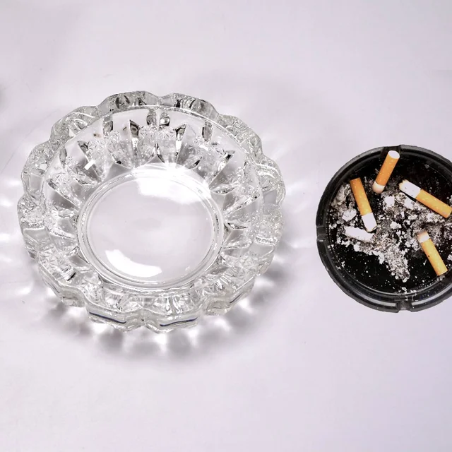 Crystal Glass Ashtray – Round Cigar & Cigarette | Styleva