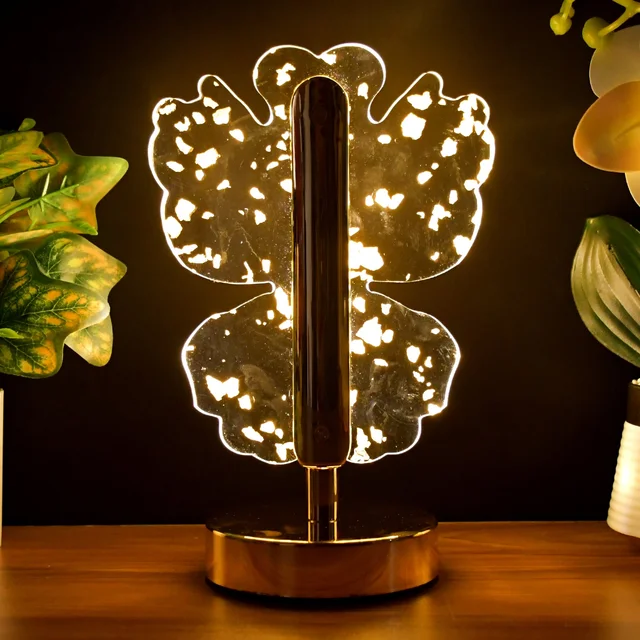 Crystal LED Table Lamp – Luxury Golden Butterfly Accent