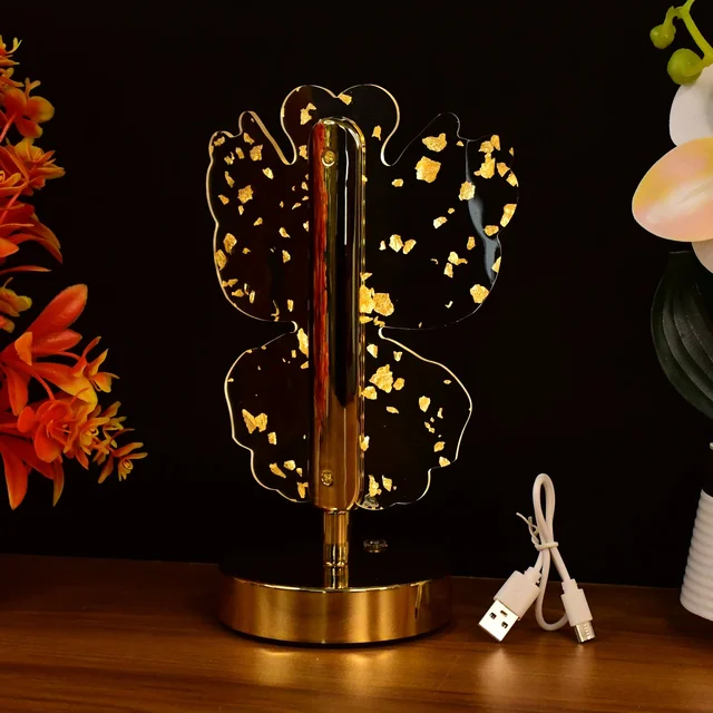 Crystal LED Table Lamp – Luxury Golden Butterfly Accent