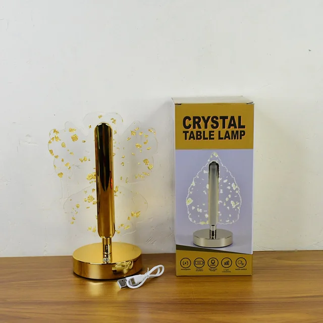 Crystal LED Table Lamp – Luxury Golden Butterfly Accent