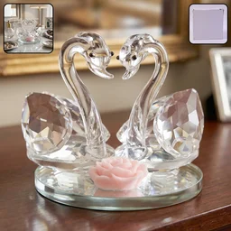 Crystal Swan Pair Showpiece – Elegant Decorative Gift for Love