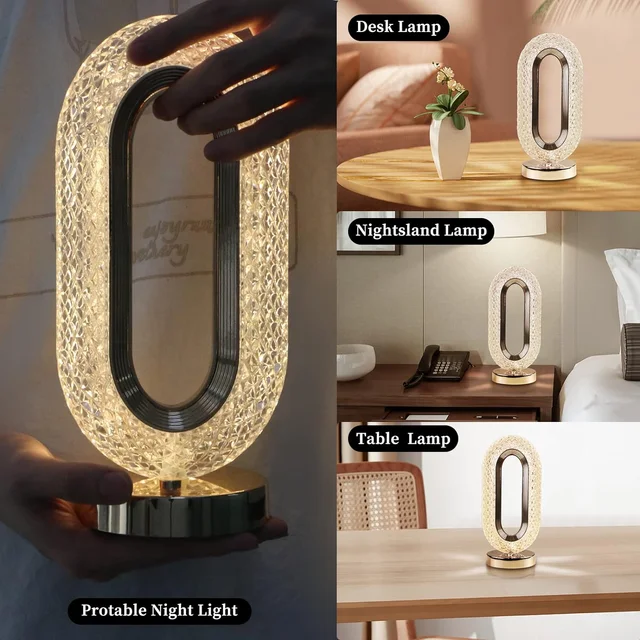 Crystal Table Lamp – 3-Way Dimmable Touch Control | Styleva