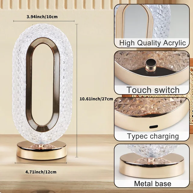 Crystal Table Lamp – 3-Way Dimmable Touch Control | Styleva