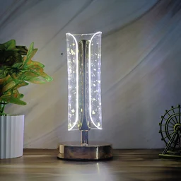 Crystal Table Lamp – Elegant LED Glow with Golden Base