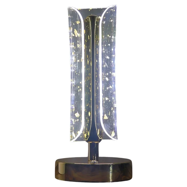 Crystal Table Lamp – Elegant LED Glow with Golden Base