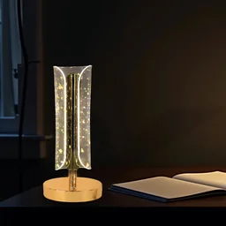 Crystal Table Lamp – Elegant LED Glow with Golden Base