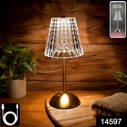Crystal Table Lamp – Elegant Shade with USB Charging
