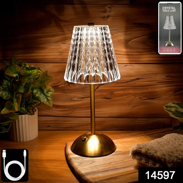 Crystal Table Lamp – Elegant Shade with USB Charging