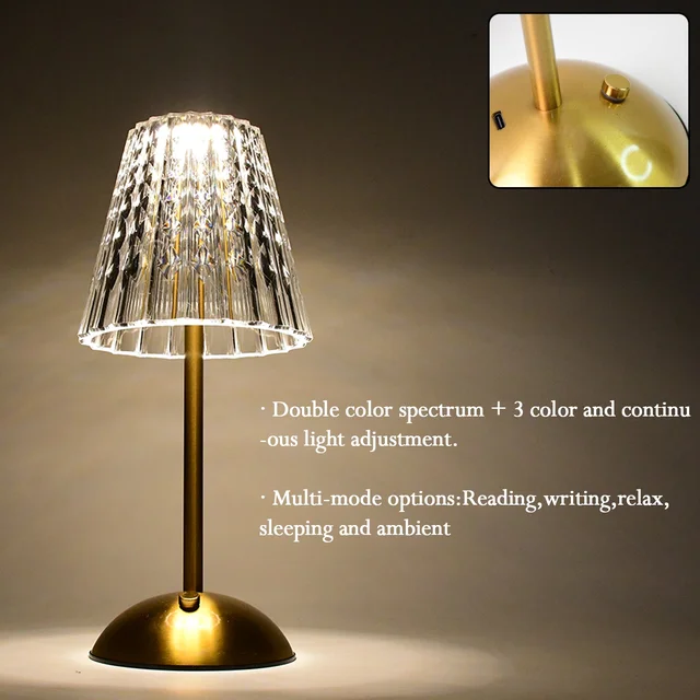 Crystal Table Lamp – Elegant Shade with USB Charging
