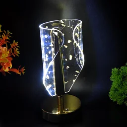 Crystal Table Lamp – Luxury Golden Leaf Design with USB Charging