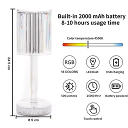 Crystal Table Lamp – Touch Control, USB Charging | Tidy Table