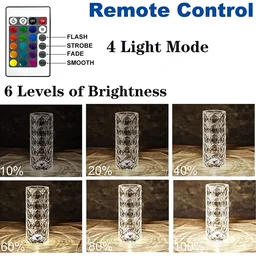 Crystal Touch Lamp – 16-Color Rose Diamond LED Table Light | Styleva