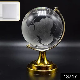 Crystal World Globe with Golden Stand for Desk Decor | Indo Glow