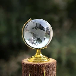 Crystal World Globe with Golden Stand for Desk Decor | Indo Glow