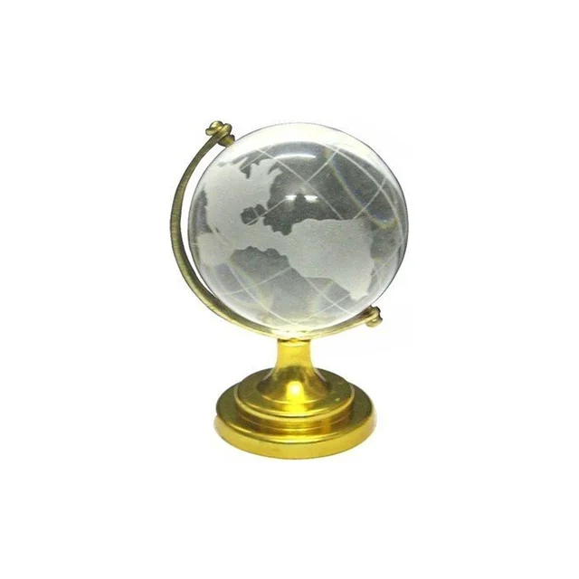 Crystal World Globe with Golden Stand for Desk Decor | Indo Glow