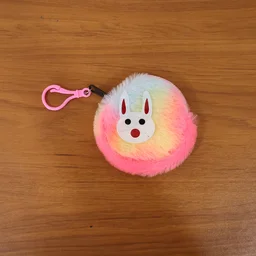 Cute Bunny Design Rainbow Fur Mini Coin Purse Keychain – Compact & Stylish for Kids