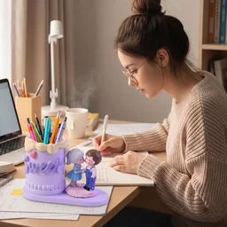 Cute Couple Pen Holder – Adorable Resin Desk Organizer & Showpiece
