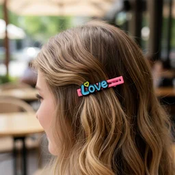 Decorative Hair Clip Set – Stylish Text Design, Pack of 4
