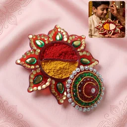 Decorative Kumkum Dani – Handcrafted with Stone Work Lid