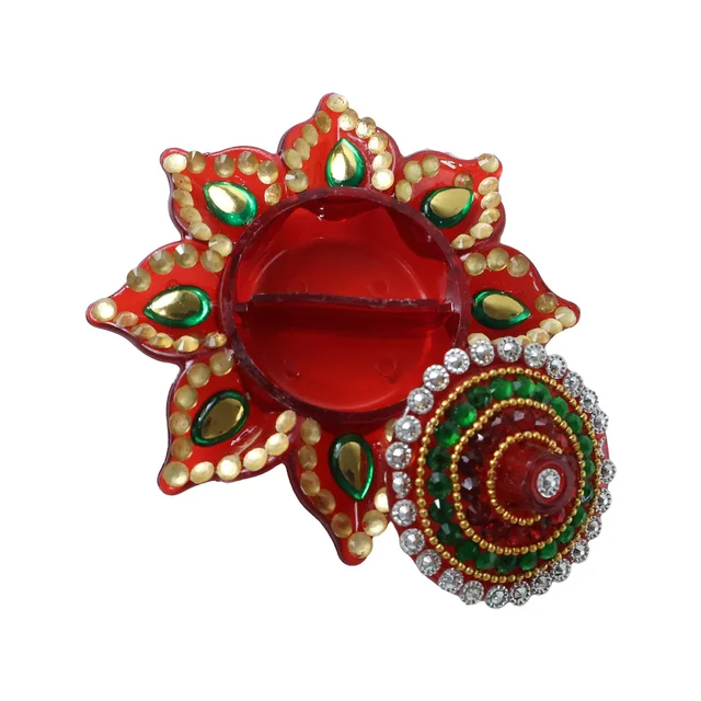 Decorative Kumkum Dani – Handcrafted with Stone Work Lid