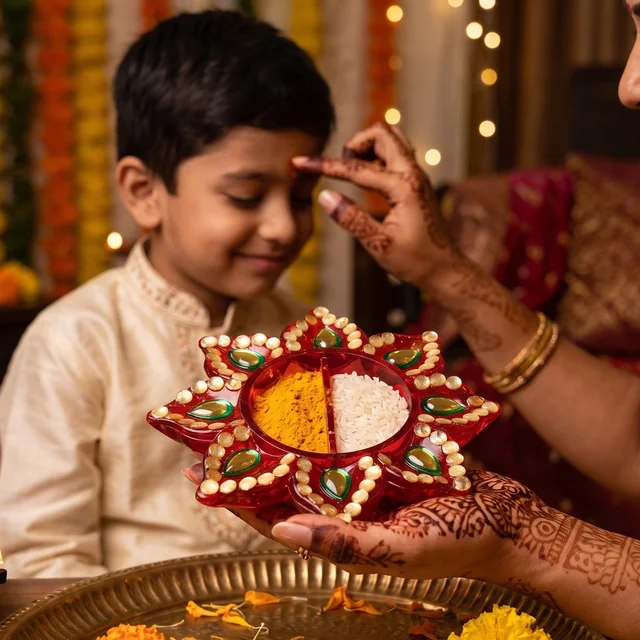 Decorative Kumkum Dani – Handcrafted with Stone Work Lid