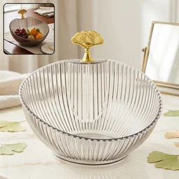 Decorative Plastic Fruit Bowl – Elegant Gold Accent for Dining