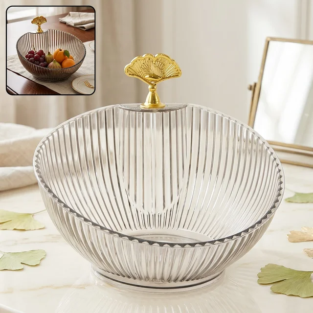 Decorative Plastic Fruit Bowl – Elegant Gold Accent for Dining