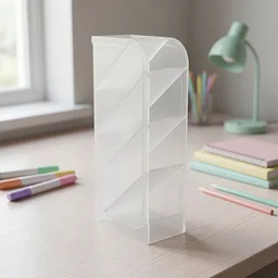 Desk Organizer – 4 Compartments in Clear Plastic for Office Supplies