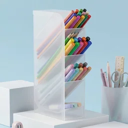 Desk Organizer – 4 Compartments in Clear Plastic for Office Supplies