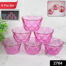 Diamond Shape Ice Cream Bowl Set – 6pc Plastic Dessert Bowls | Indo Glow