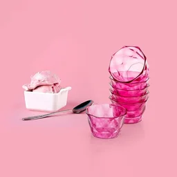 Diamond Shape Ice Cream Bowl Set – 6pc Plastic Dessert Bowls | Indo Glow