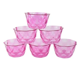 Diamond Shape Ice Cream Bowl Set – 6pc Plastic Dessert Bowls | Indo Glow