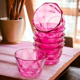 Diamond Shape Ice Cream Bowl Set – 6pc Plastic Dessert Bowls | Indo Glow