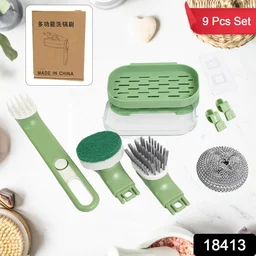Dish Brush Set – 9-Piece Kitchen Cleaning Kit | VelvetBubbles