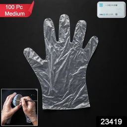 Disposable Plastic Gloves – 100 Pc, Clear, Food & Cleaning Use