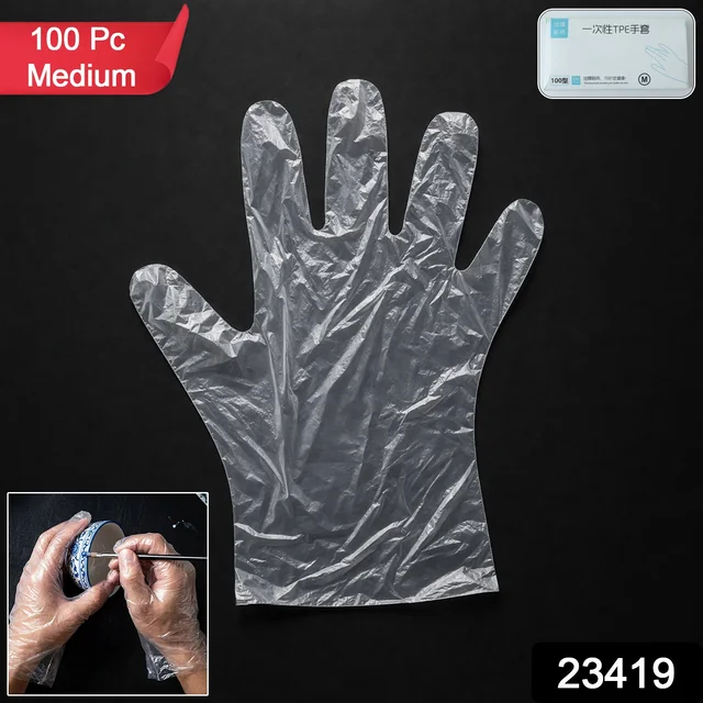 Disposable Plastic Gloves – 100 Pc, Clear, Food & Cleaning Use