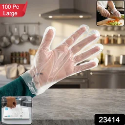 Disposable Plastic Gloves – 100 Pc Large for Food & Cleaning
