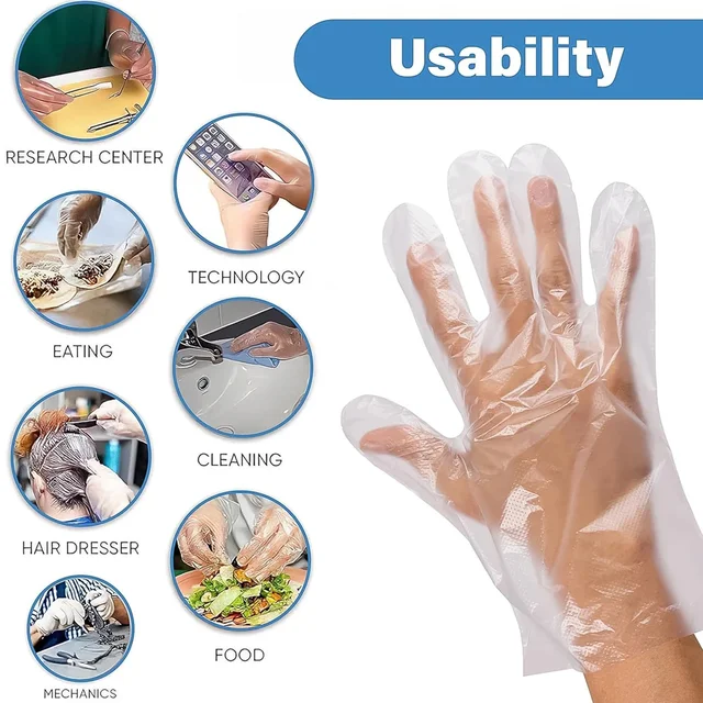 Disposable Plastic Gloves – Hygienic & Convenient for Food & Cleaning