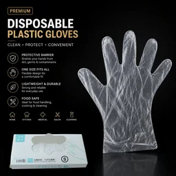 Disposable Plastic Gloves – Pack of 100 for Kitchen & Food Handling
