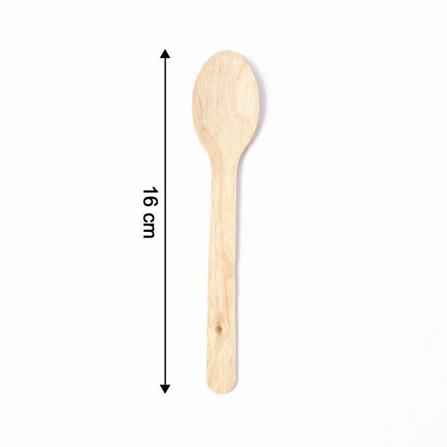 Disposable Wooden Spoon – 160mm Full-Size, 30 Pcs Pack